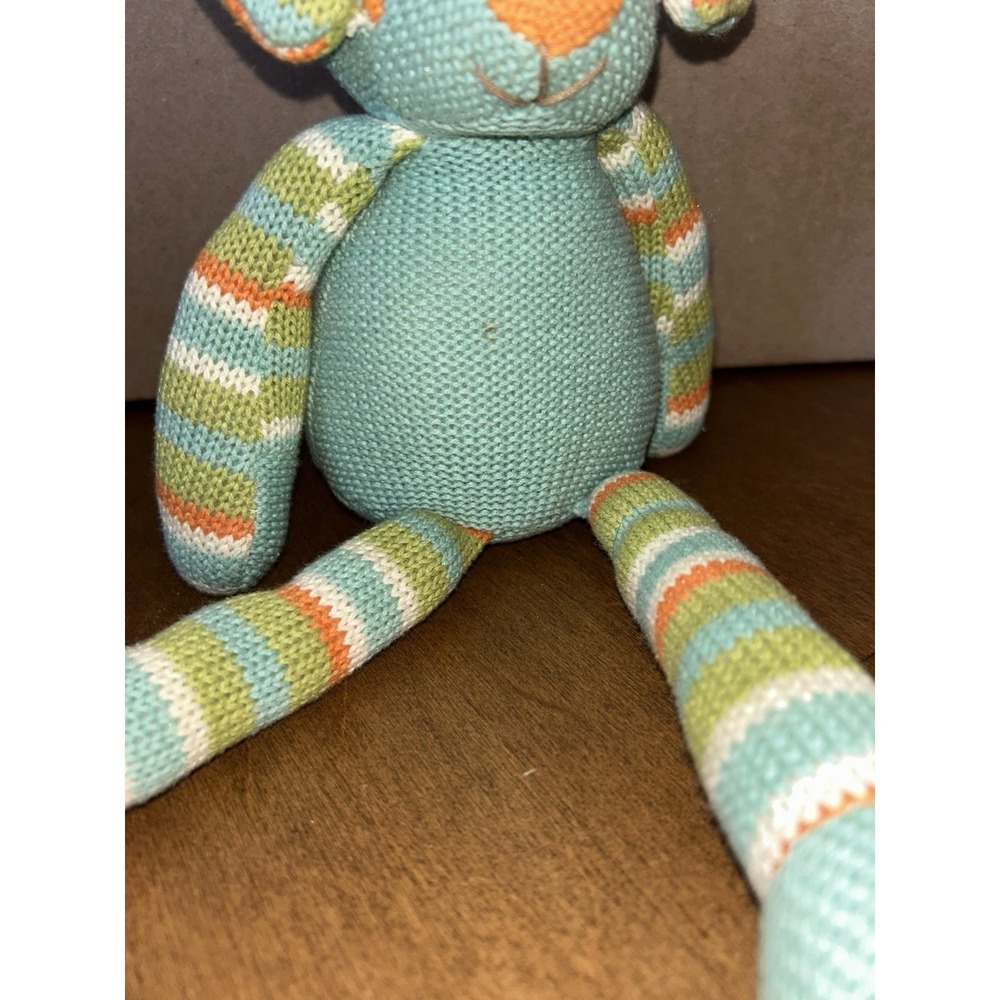 Maison Chic Handmade 12" Knit Stuffed Dog Plush Medium Size Vintage Stripes - Picture 4 of 9